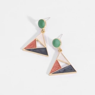 Pinkdudu 3 Màu Sắc Rỗng Tam Giác Thả Eearrings S925 Bạc Kim Sáng Tạo Bông Tai Hợp Kim Dành Cho Nữ Trang Sức Quà Tặng PD574