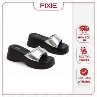 Dép Đế Xuồng Quai Ngang Da Mềm Cao 7cm Pixie H367