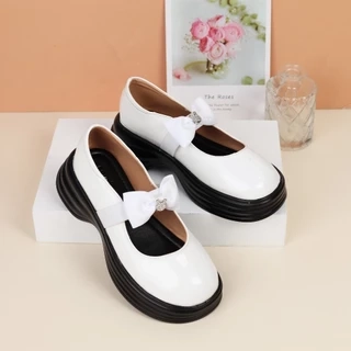 Giày Mary Jane Đế Xuồng 3cm Siêu Nhẹ Quai Chun Gắn Nơ Pixie H294