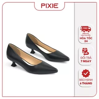 Giày Cao Gót 3cm Mũi Nhọn Gót Nhỏ Trơn Basic Pixie X544