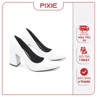 Giày Cao Gót 6cm Đế Vuông Mũi Nhọn Basic Pixie P159