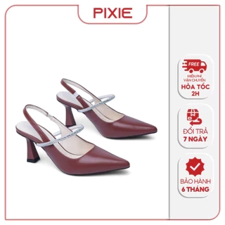 Giày Cao Gót Slingback 7cm Quai Ngang Dây Đá Pixie H385