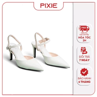 Giày Sandal Cao Gót Nữ 8cm Bít Mũi Hậu Đính Đá Pixie H300
