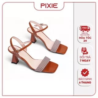 Giày Sandal Nữ Cao Gót 7cm Phối Màu Thời Trang Pixie X958