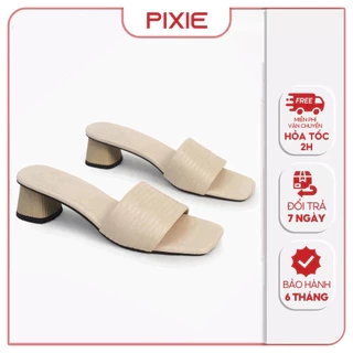 Guốc Cao Gót Nữ 5cm Quai Kẻ Ngang Pixie E117
