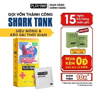 Bao Cao Su PlayAh Last Long Siêu Mỏng Kéo Dài Quan Hệ Thời Gian Hộp 3/10 size 52mm