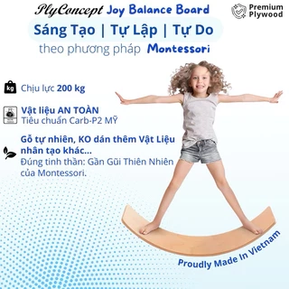Ván bập bênh, Ván thăng bằng, Đồ Chơi Montessori cho bé - Gỗ Uốn Cong PlyConcept Joy Balance Board