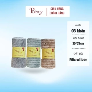 Combo 3 khăn tắm lau tóc Poêmy ST KT(35x75cm)