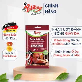 Khăn Ướt Lau Giày, Đánh Bóng Bốt Da POLIBOY Làm Sạch Túi Da, Tẩy Mốc Giầy Da, Chống Nấm Mốc, Dưỡng Túi Da, Gói 10 Tờ