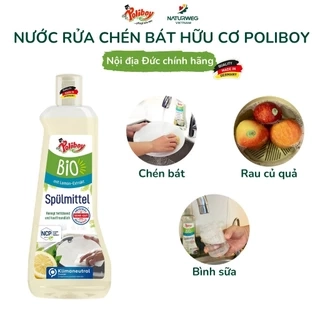 Nước Rửa Chén Bát Hữu Cơ POLIBOY Nước Rửa Bình Sữa, Chén Bát An Toàn Cho Mẹ & Bé, Bảo Vệ Da Tay 500ml Hoàn Toàn Tự Nhiên