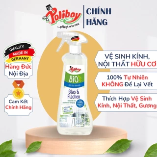 Xịt Làm Sạch Kính Và Nội Thất Hữu Cơ POLIBOY Không Để Lại Vệt, Vệ Sinh Tủ Kính Bày Thực Phẩm 500ml Hoàn Toàn Tự Nhiên