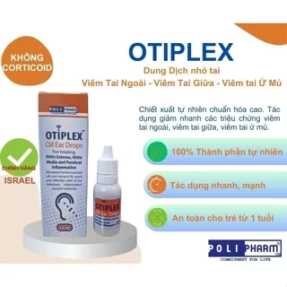 Chính hãng Dung dịch nhỏ tai Otiplex nhập khẩu Danpharm Israel, chai 15ml - Polipharm