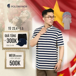 Áo thun nam cổ tròn kẻ sọc TSHIRT TOBY, BST TỪ NHÀ RA PHỐ, vải Cotton cvc, đứng form POLOMANOR