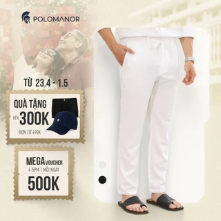 Quần dài nam ống suông LINEN POLOMANOR chất đũi cao cấp, lưng thun mềm mại thoải mái, nam tính