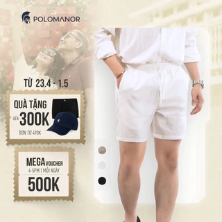 Quần short LINEN POLOMANOR chất đũi cao cấp, mềm mại, lưng thun, thoải mái thanh lịch