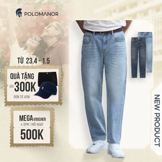 Quần jean nam ống rộng POLOMANOR, BST THE REAL JEANS, form Straight thoải mái, dễ mặc dễ phối
