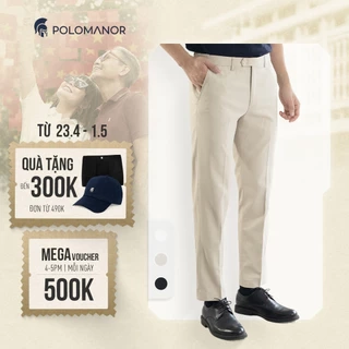 Quần dài tây nam POLOMANOR co giãn 2 chiều, xuất xịn, lưng đai chun ẩn, chuẩn form
