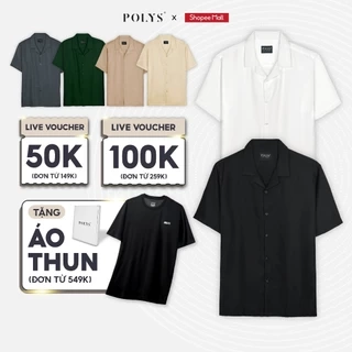 Áo sơ mi nam POLYS Fullbox Vải Linen Vân Đôi Co Giãn 2 Chiều Thấm Hút Tốt Áo sơ mi nam tay ngắn VENN
