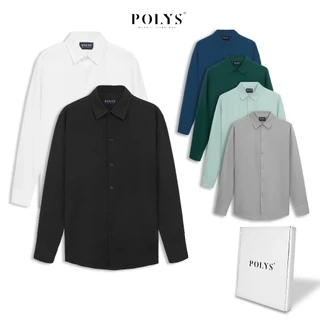 Áo sơ mi nam tay dài POLYS Fullbox. Vải Chéo dày dặn, co giãn 2 chiều, Áo Sơ Mi 6 màu LONG SLEEVE