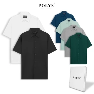 Áo sơ mi nam tay ngắn POLYS Fullbox, Vải Chéo co giãn 2 chiều thoáng khí Sơ mi tay ngắn 6 màu BASIC