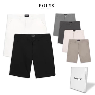 Quần short nam POLYS Fullbox vải Kaki Cotton dày dặn, co giãn Form Regular Quần Short Kaki Nam