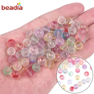 50 Hạt cườm BEADIA bằng thủy tinh trong suốt xâu trang sức DIY
