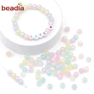 BEADIA Hạt xỏ lỗ Beadia bằng acrylic 6mm thời trang làm trang sức thủ công DIY