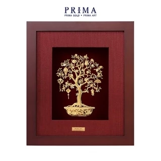 Tranh treo tường Mỹ Nghệ Phủ Vàng 24K PRIMA ART - Ba cành Sen  May mắn Bình an - Size 18x18 cm - CGS-0716-02