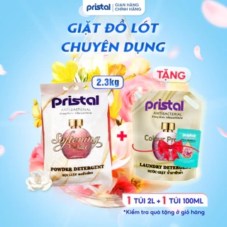Bột giặt đồ lót sinh học chuyên dụng Pristal làm mềm vải, túi 2.3kg bột giặt quần áo an toàn cho da em bé