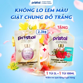 Bột giặt sinh học Pristal giữ màu, túi 2,3kg bột giặt quần áo không phải màu an toàn cho da em bé