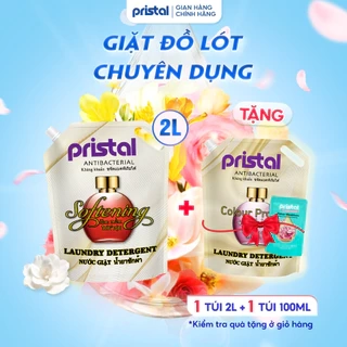 Nước giặt đồ lót sinh học chuyên dụng Pristal làm mềm vải, túi 2L nước giặt quần áo nhẹ dịu an toàn cho da em bé