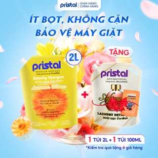 Nước giặt sinh học 6in1 Pristal Summer Bloom thơm lâu, túi 2L nước giặt quần áo, an toàn cho da em bé