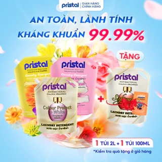 Nước giặt sinh học Pristal lưu hương thơm cực lâu, túi 2L nước giặt quần áo an toàn cho da em bé