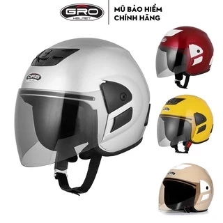 Mũ bảo hiểm 3/4 có kính GRO HELMET V0 phong cách, màu sắc trẻ trung cho cả nam nữ, Freesize 55-59cm