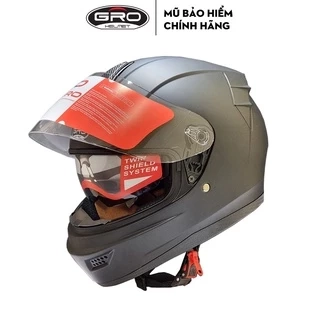 Mũ bảo hiểm FullFace GRO HELMET ST26 chuyên phượt 2 kính, an toàn, hiện đại, Freesize vòng đầu từ 56-59cm