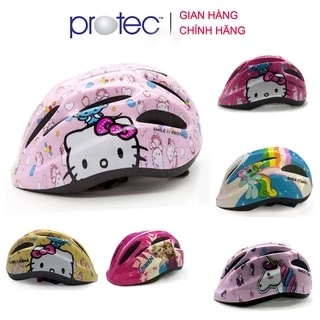 Mũ bảo hiểm xe đạp dành cho bé gái 1-12 tuổi Protec SMILE, họa tiết xinh xắn đáng yêu, có đèn hậu an toàn