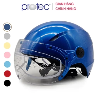 Nón bảo hiểm 1/2 đầu có kính Protec VIC, size lớn, độ che phủ sâu hơn