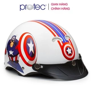 Nón Bảo Hiểm Trẻ Em 1/2 Đầu Protec Kitty, Họa Tiết Siêu Anh Hùng Captain American