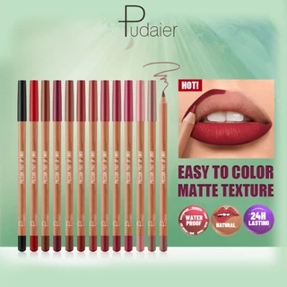 Pudaier Creamy 12 Màu Series Lip Liner Set Matte Lipstick Chống Thấm Nước Lâu Dài Son Lót Bộ Phác Thảo Môi Trang Điểm