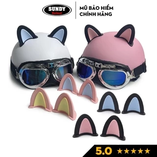 Tai mèo gắn mũ bảo hiểm siêu xinh dễ thương, phiên bản mới phối 2 màu cute, độc lạ