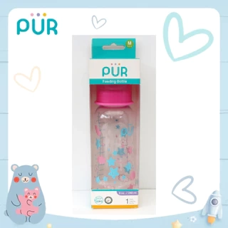 Bình sữa cổ thường thân thon Feeding 250ml, có sẵn 1 núm size M trong bình