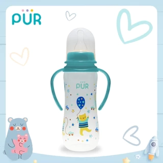 Bình sữa PP cổ thường có quai Pur 250ml, có sẵn 1 núm size L trong bình
