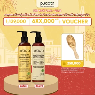 Combo Dầu Gội Dầu Xả Hỗ Trợ Giảm Rụng Tóc, Hỗ Trợ Mọc Tóc Biotin Gold Label PURA D'OR 236ML