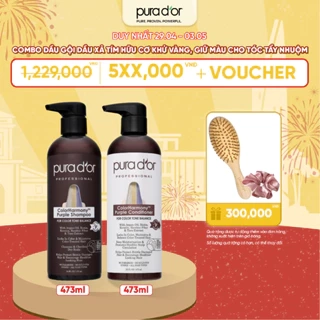 Combo dầu gội dầu xả tím hữu cơ khử vàng, giữ màu cho tóc tẩy nhuộm, phục hồi hư tổn Color Harmony Purple Pura D'or