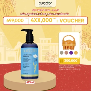 Dầu gội hữu cơ  kiềm dầu, giảm gàu nuôi dưỡng da đầu PURA D'OR Scalp Therapy 473ml
