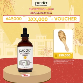 Serum Vitamin C 20% Hữu Cơ Làm Sáng Da, Mờ Thâm, Chống Lão Hoá Dưỡng Ẩm Da PURA DOR 118ml Organic