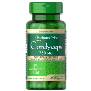 Đông trùng hạ thảo bổ thận tráng dương tăng cường sinh lực Puritan's Pride cordyceps mushroom 750mg 60v