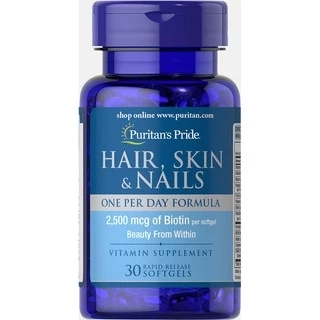 Viên uống ngừa viêm da làm sạch mụn - giảm rụng tóc - giúp móng tay chắc khỏe Puritan's Pride Hair skin nails 30v
