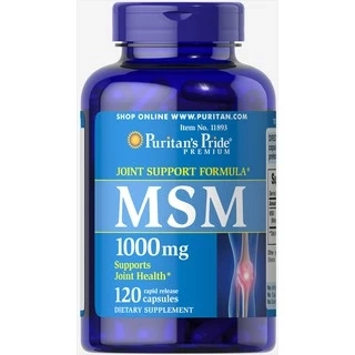 Viên uống thảo dược giảm đau nhức cơ xương khớp, khô khớp, thoát vị đĩa đệm Puritan's Pride MSM 1000mg 120 viên