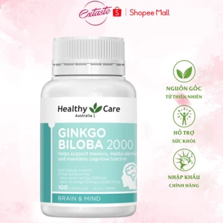 Viên uống bổ não Healthy Care Ginkgo Biloba 2000 tuần hoàn lưu thông máu 100 viên